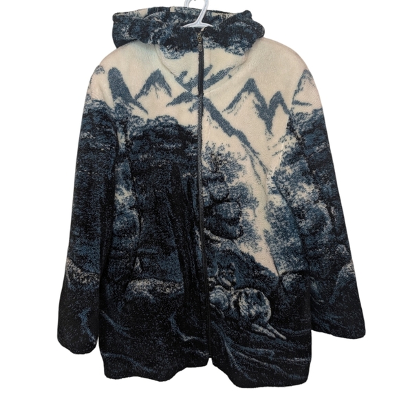 Country Comfort by Nuage Jackets & Blazers - Vintage Country Comfort Wolf Mountain Sherpa Zip Hoodie XL